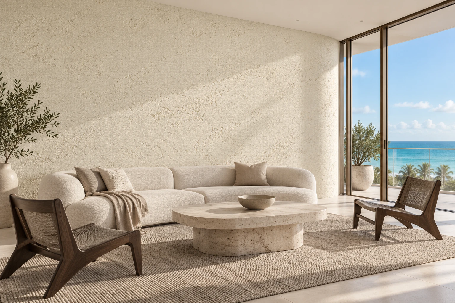living-room concept inspired by SANDY 01, with pale oak and ivory textiles