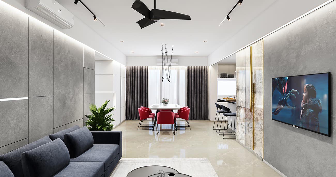 Interior Paint Concrete creates trendy walls in your apartment