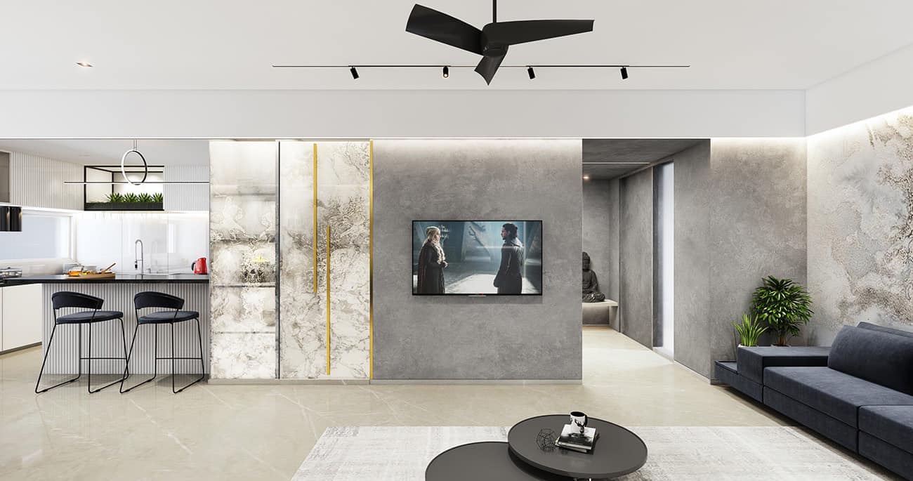 Interior Paint Concrete creates trendy walls in your apartment