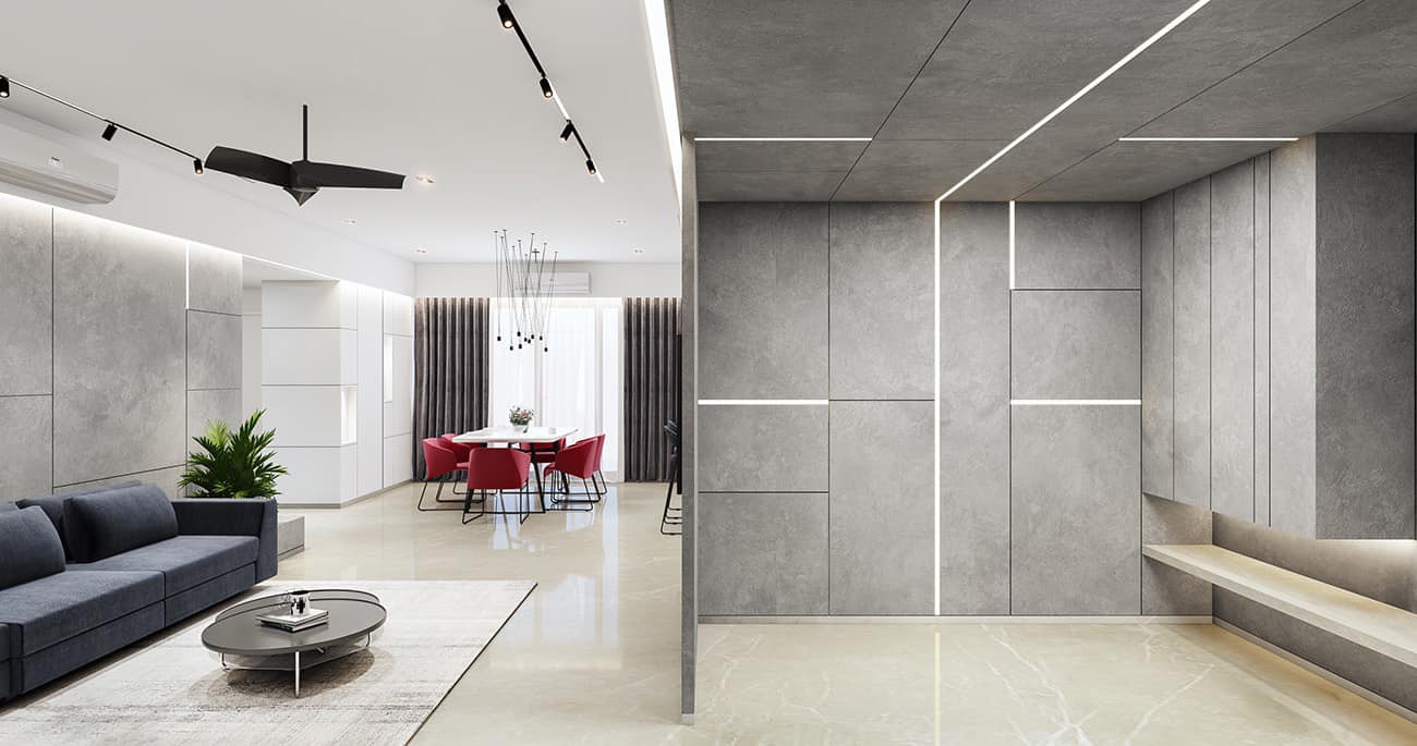 Interior Paint Concrete creates trendy walls in your apartment